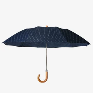 Navy Polka Dot Maple Telescopic Umbrella
