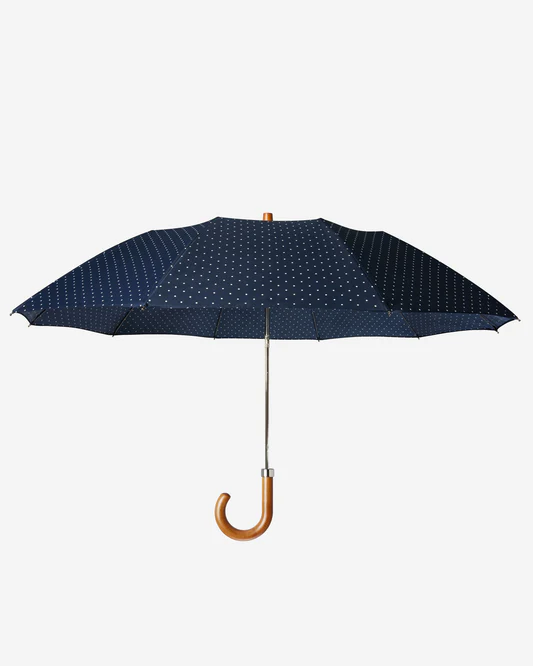 Navy Polka Dot Maple Telescopic Umbrella